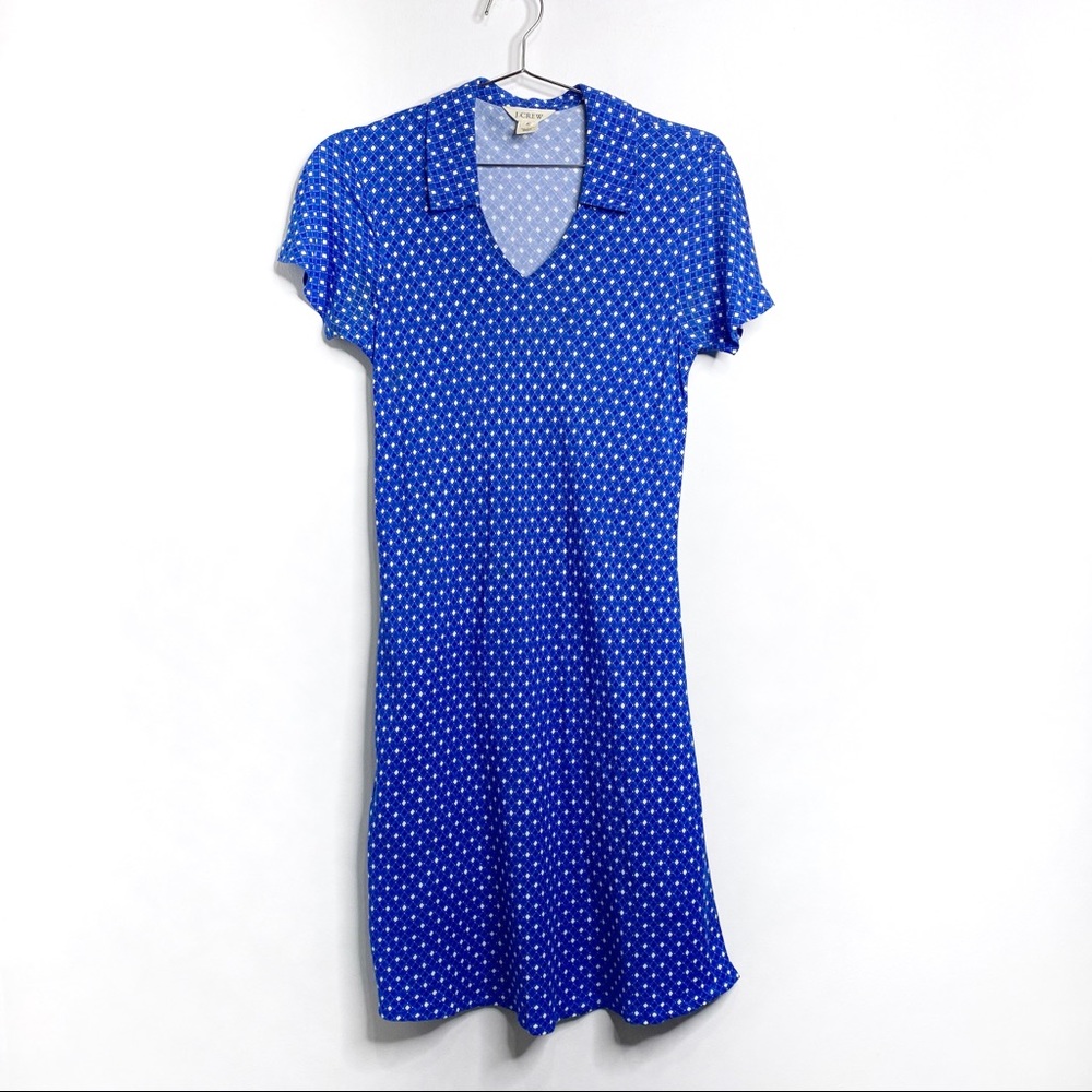 J. Crew 90's Style Collar V Neck Geometric Print Dress Size 8